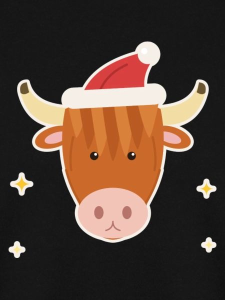 Highland Cow mit Weihnachtsmütze