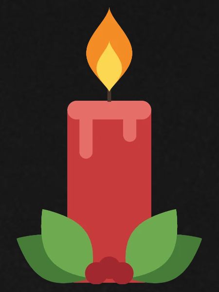 Kerze mit Stechpalme - Advent Weihnachten