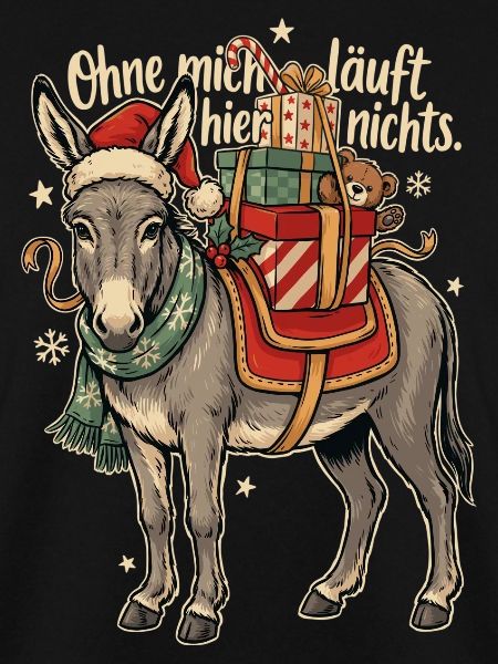 Weihnachtsesel mit Nikolausmütze