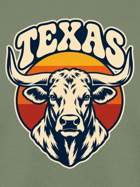 Texas Horns Retro Sunset