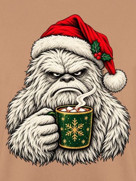 Gemütlicher Winter-Yeti mit Kakao