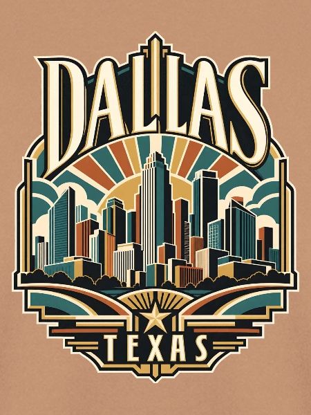 Dallas Skyline Retro Texas