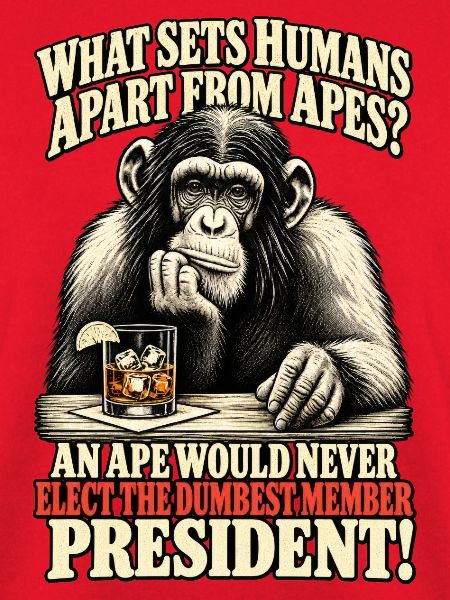 Affe gegen Präsident Satire Tee