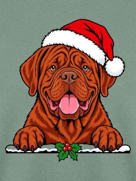 Bordeauxdogge mit Santa Hut