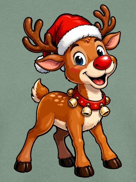 Rentier mit Weihnachtsmütze
