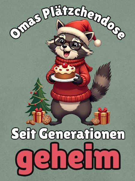 Oma-Waschbär zu Weihnachten