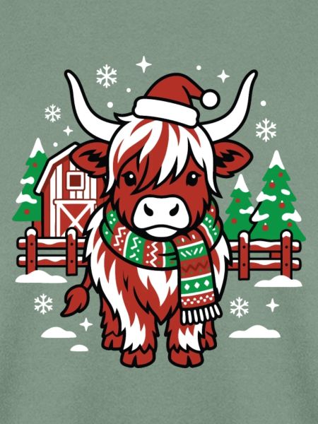 Rote Weihnachtsmannkuh auf Winter Farm