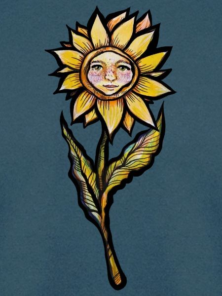 Sonnenblumengesicht-Blütenkunst