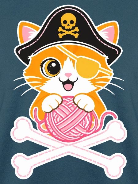 Piratenkatze Kätzchen mit Wollknäuel