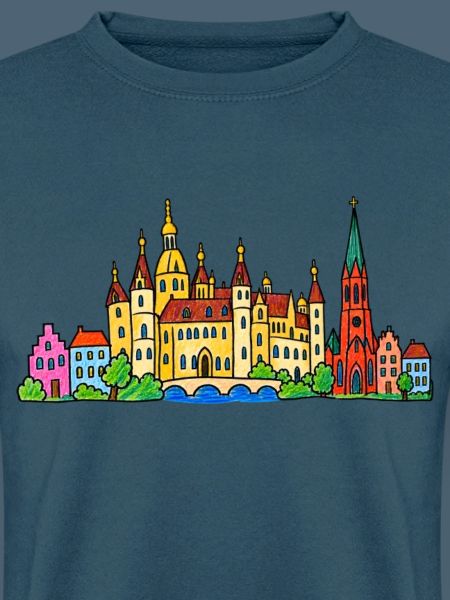 Schwerin Skyline im bunten Wachsmalstil