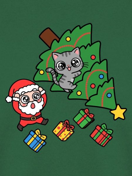 Fröhliche Katze und Weihnachtsbaum