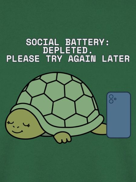Soziale Batterie erschöpfte introvertierte Schildkröte