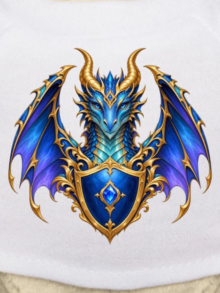 Saphirblauer Drache – Goldenes Wappenschild