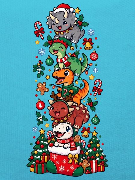 Funny Christmas T-Rex Santa Elf Snowman