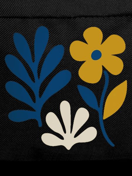 Florale Komposition – Blau & Senf