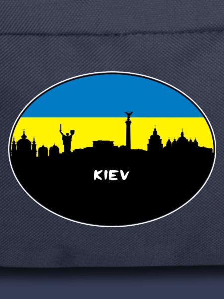 Kiew-Ukraine-Flaggen-Skyline-Schattenbild-Reise