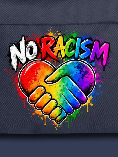 NoRassismus Regenbogen Herz-Hand