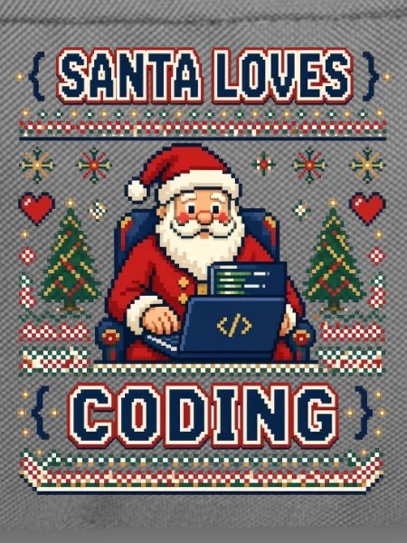 Santa Loves Coding Pixel Ugly Sweater
