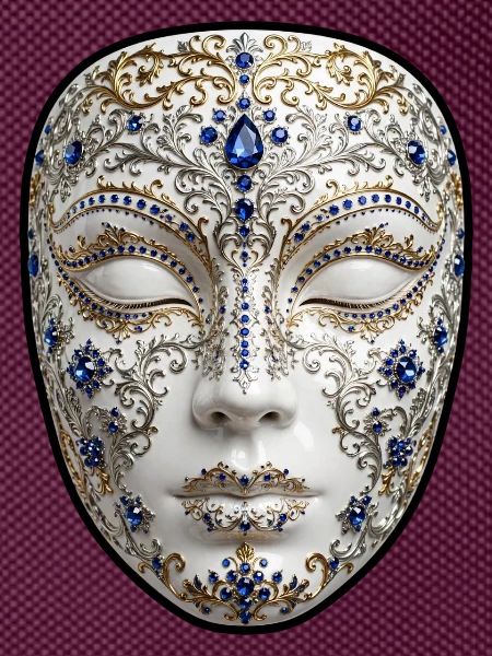 Goldene Maske mit Saphiren