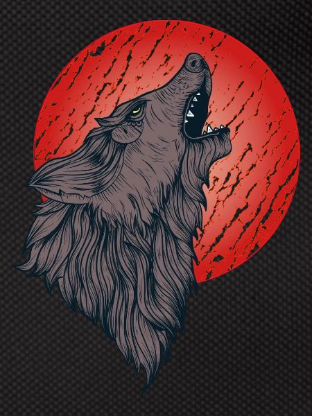 Howling wolf, full moon