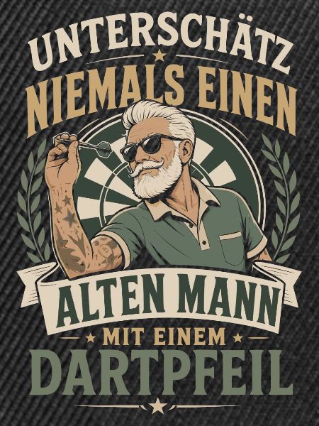 Alter Mann mit Dartpfeil