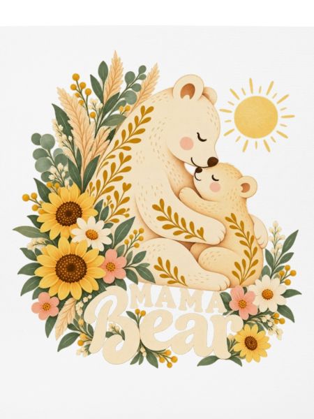 Boho Sonnenblumen-Mama-Leben Süße Mama-Bär