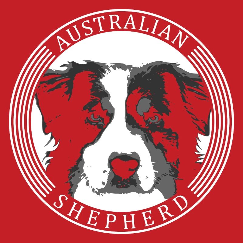 Australian Shepherd Logo white round