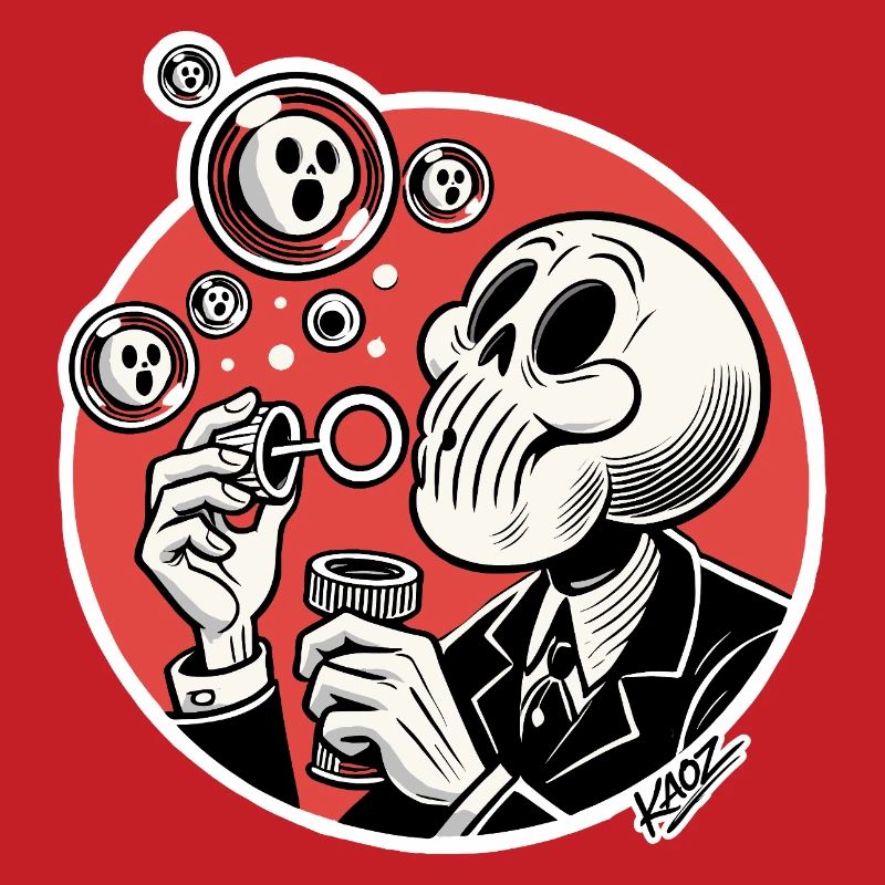 Skeleton Bubble Blower Illustration
