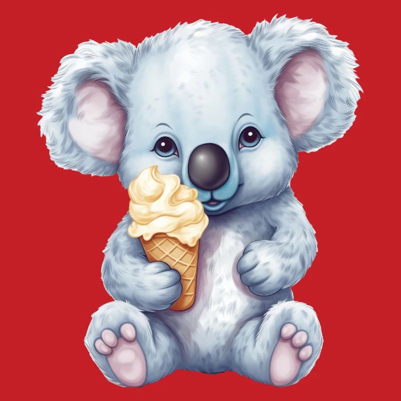 Süßer Comic Koala mit Vanille Softeis