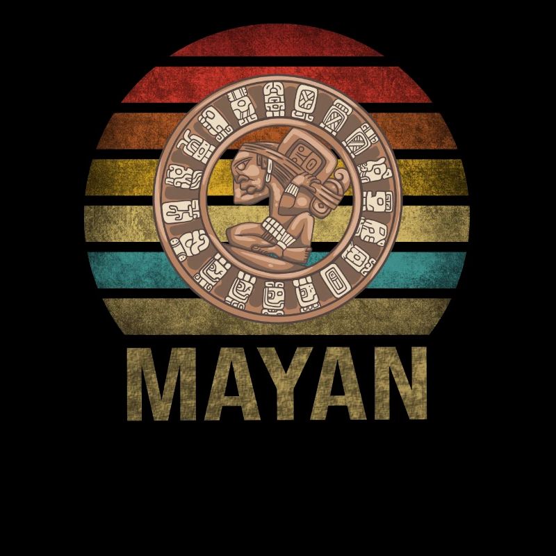 Mayan Calender Maya Itzamna Retro Sunset