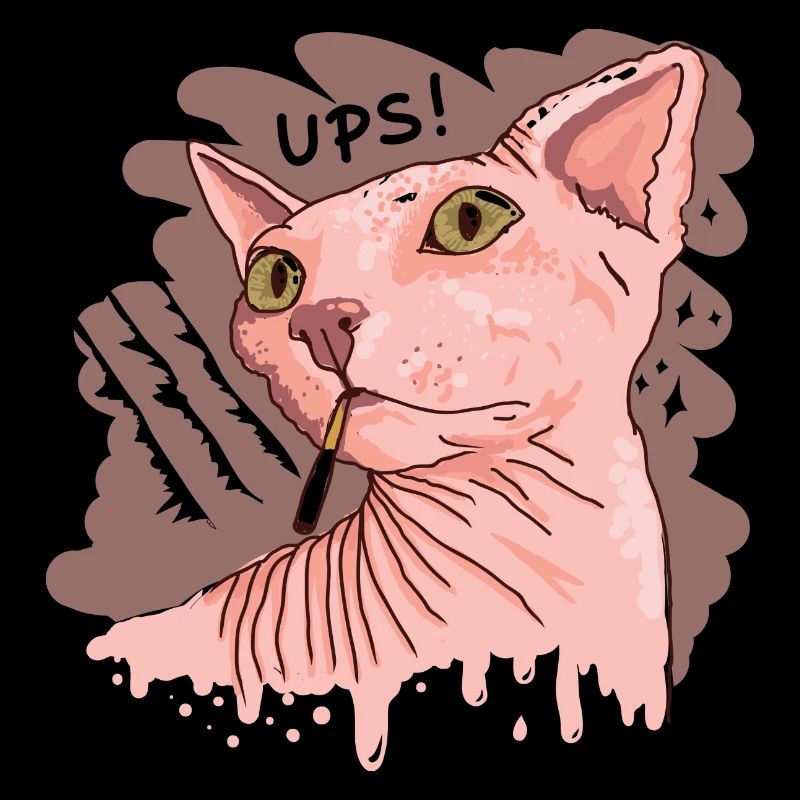 Sphynx cat with cigarette