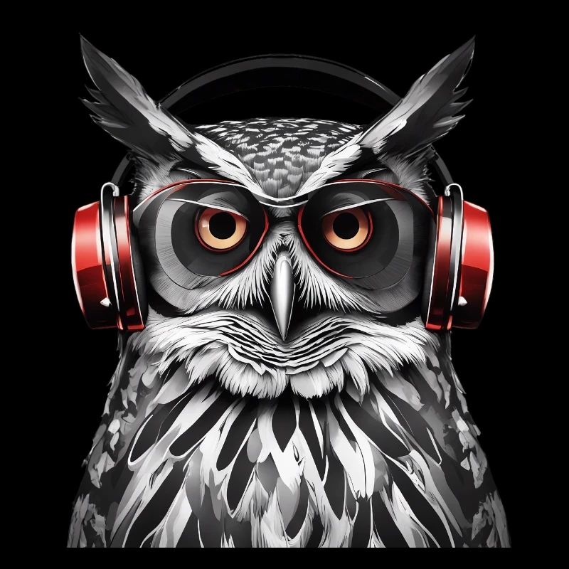 Coole Eule mit Kopfhörer