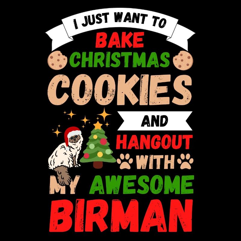 Chat birman de Noël cuisson de biscuits avec chat