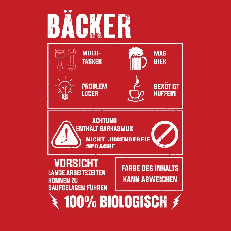 BÄCKER Spruch Beruf Sarkasmus Lustig Humor