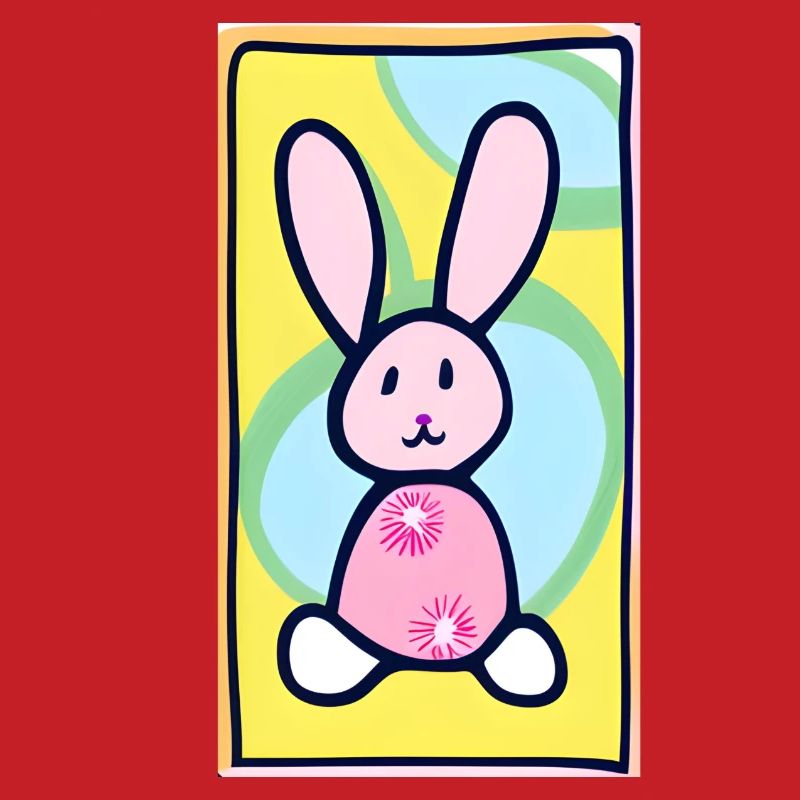 Pastel Bunny Easter Bunny on Yellow Background