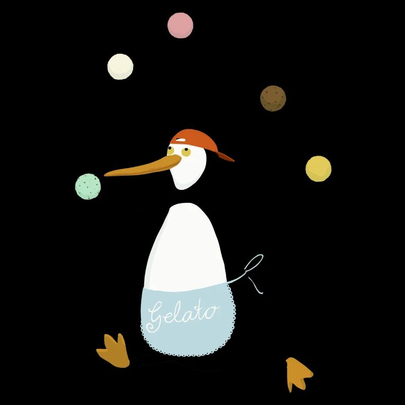 Pinguin jongliert Eis