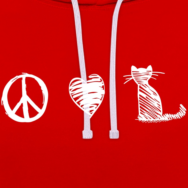 Vorschau: peace love cats - Kontrast-Hoodie