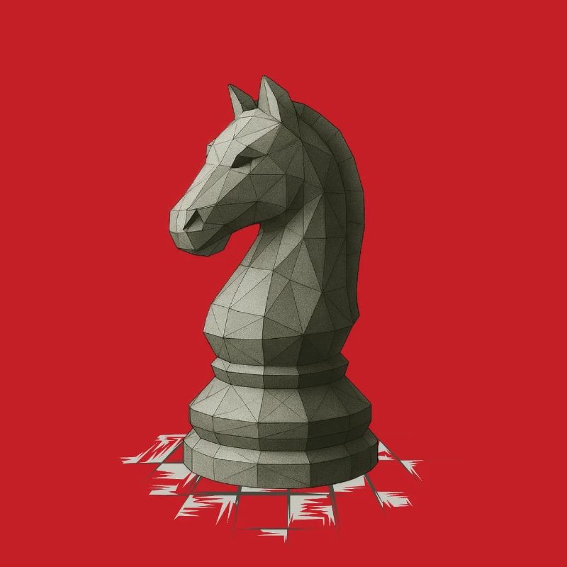 Low Poly Schach Springer Design