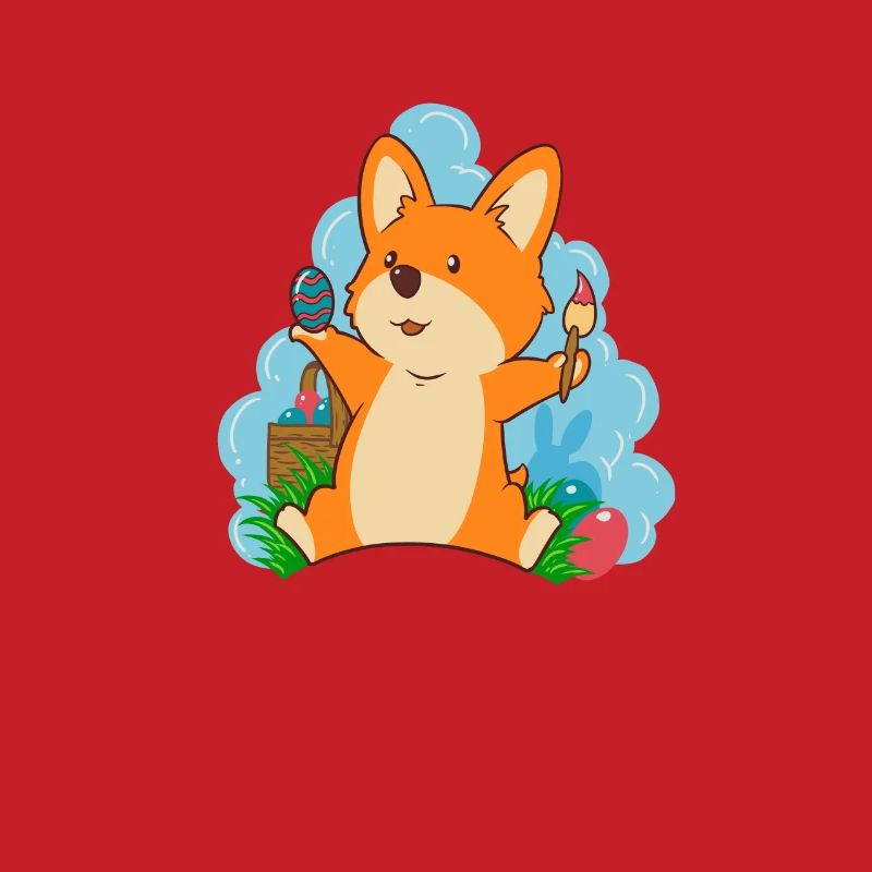 Corgi paints Easter eggs at Easter - Corgi Easter