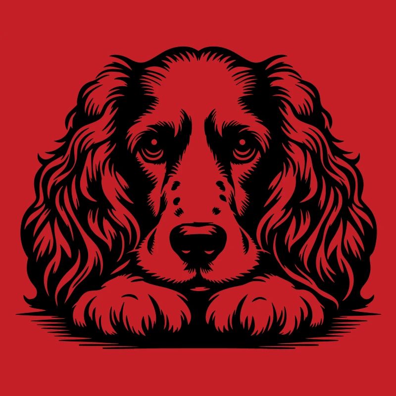 Cocker Spaniel Head with Paws
