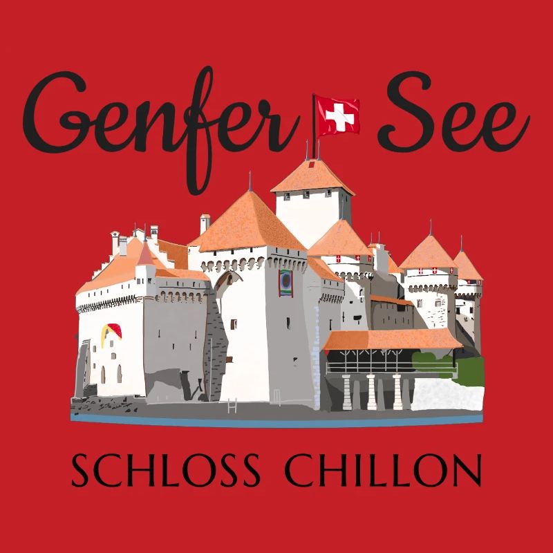 Lac Léman Château de Chillon, Suisse Dessin à la main