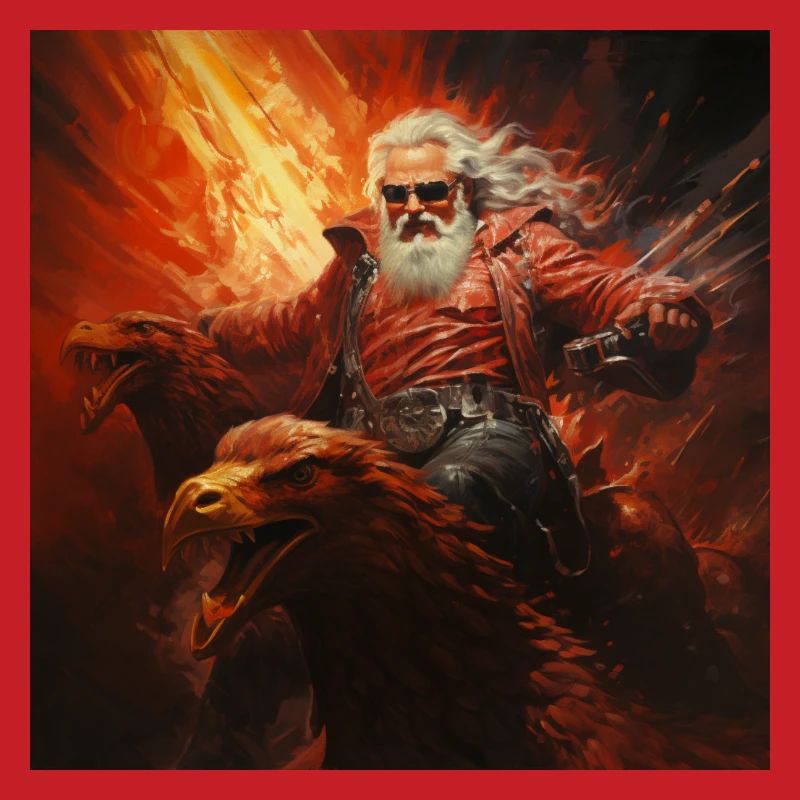 Santa rides through hell flying devil birth