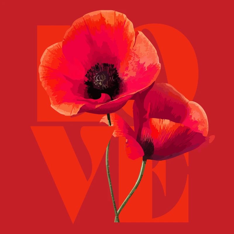 Lebendiges Mohnblumen-Kunstdesign
