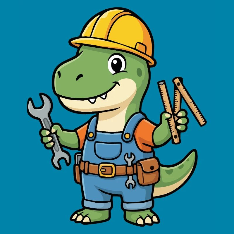 Dino construction worker with tools