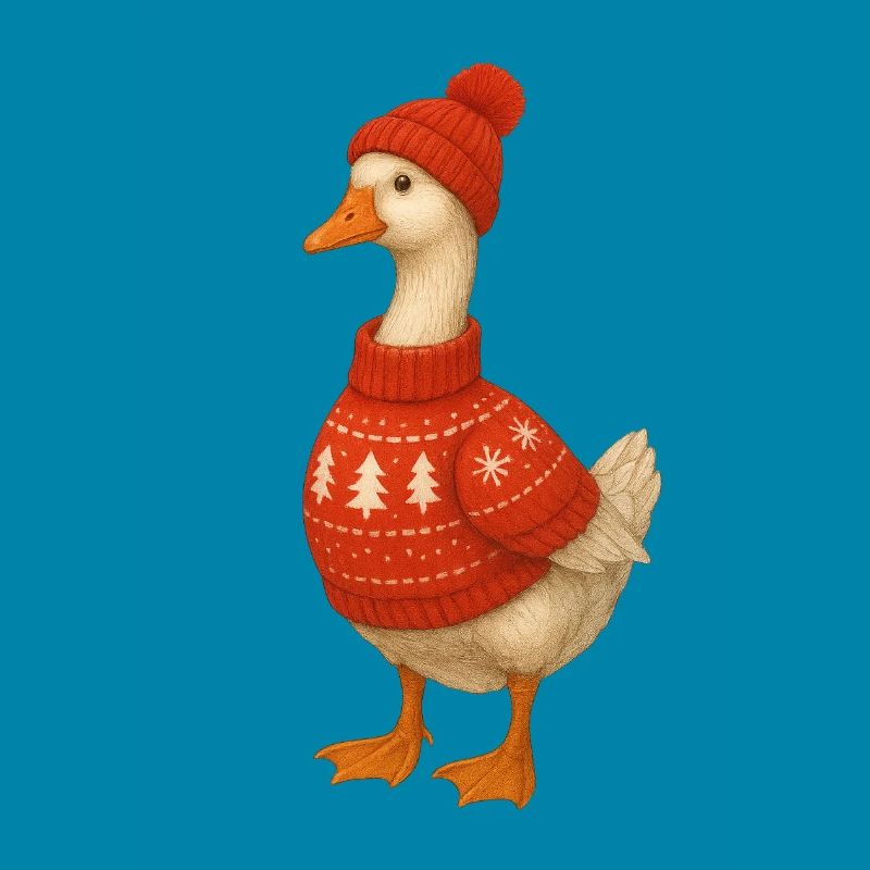 Gans im Strickpullover