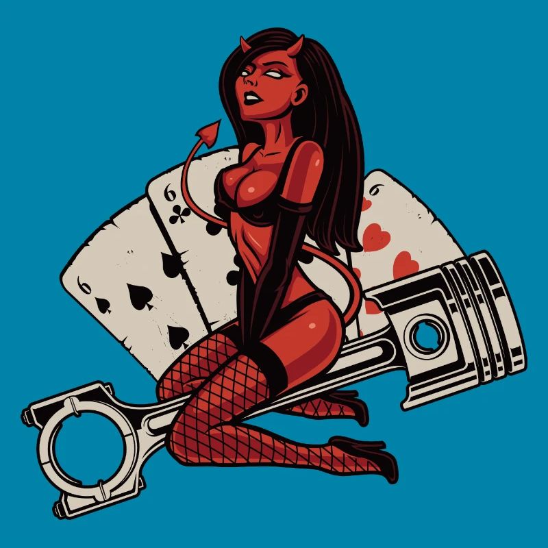 Hot Devil 666 rides on engine piston
