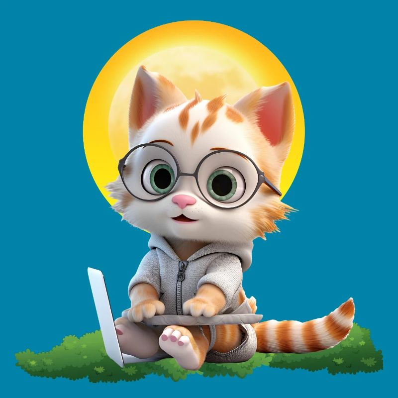 Smart Cat Sun Coder: Kitten Laptop Art Print