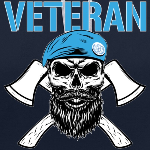 Veteran - Dödskalle med blå basker och yxor - Kontrastluvtröja
