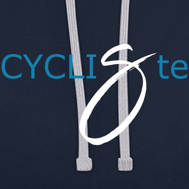 Cycliste motif texte bleu et blanc