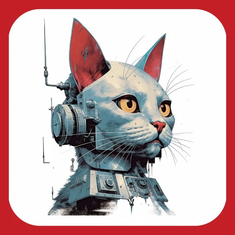 Retro Cyborg Robot Space Cat VI